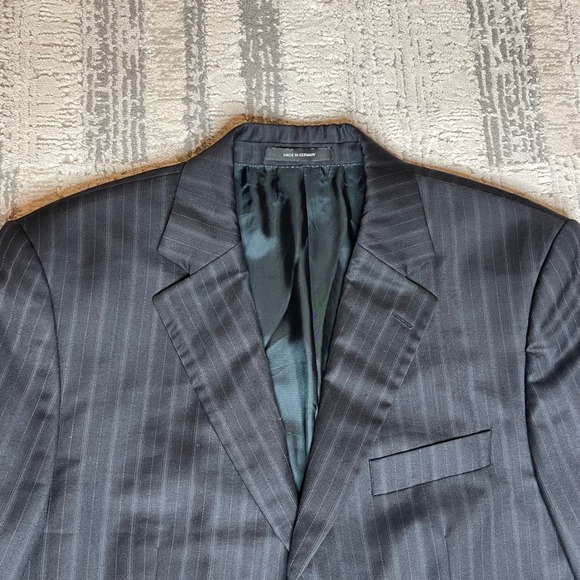 Vintage Hugo Boss Mens Charcoal Pinstripe Wool Silk 3 Buttons 40R Blazer Germany - Picture 4 of 16